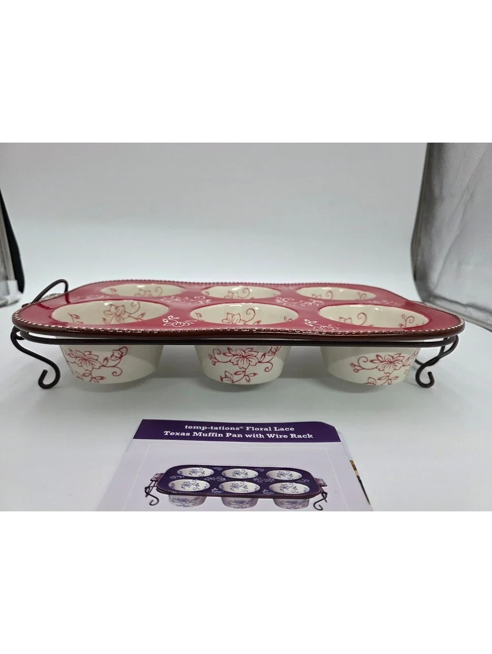temp-tations Floral Lace Texas Muffin Pan with Wire Rack